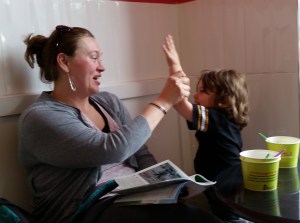 A couple of weeks ago getting fro-yo with the kiddos